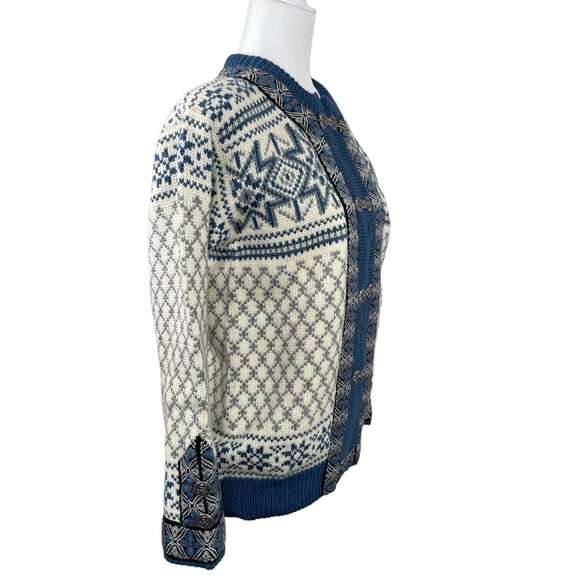 Dale of Norway Blue and White Cardigan Sweater - Picture 2 of 10